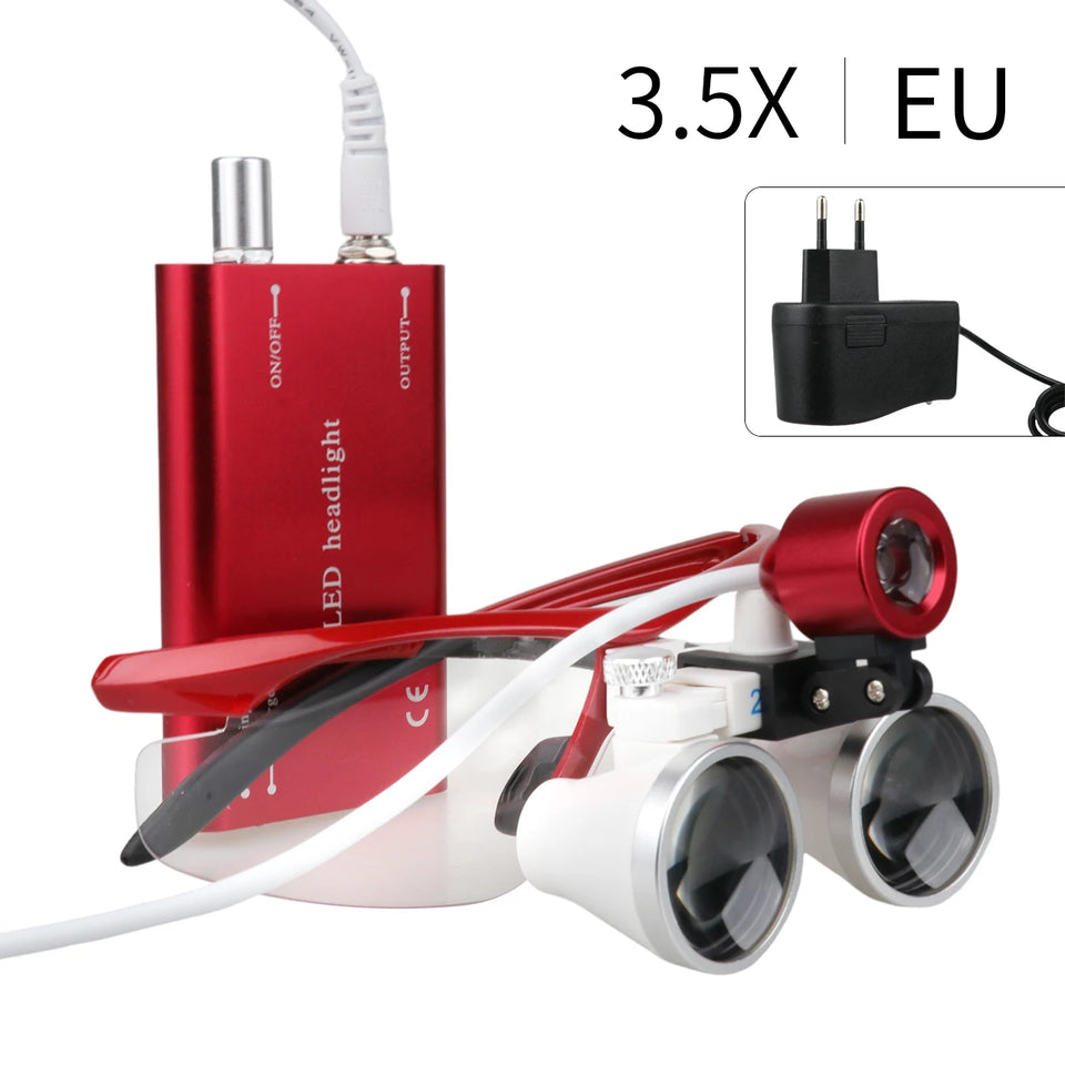 Dental Surgical Loupes 2.5X/3.5X with LED Light – Medical Magnifying Glasses for Dentistry & Surgery