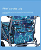 Foldable Four-Wheeled Elderly Shopping Cart Walker – Lightweight Mobility Aid with Walking Stick Support