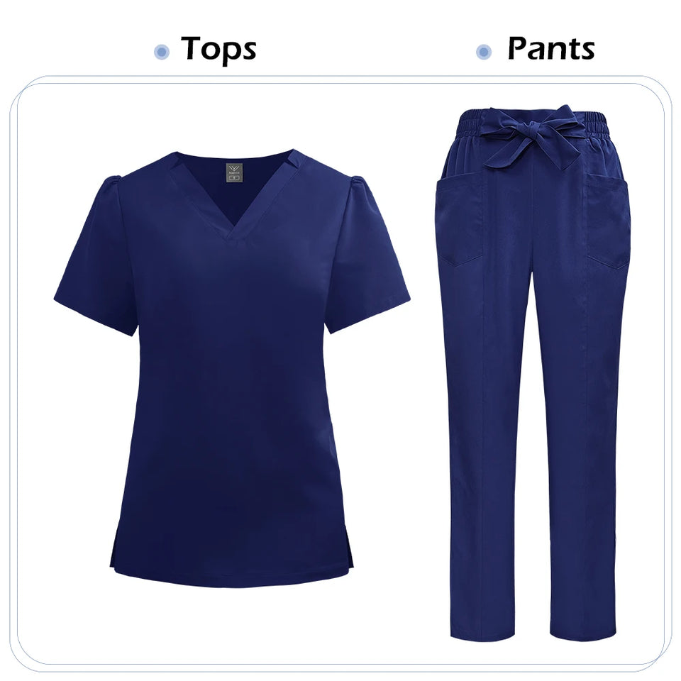 Women's Medical Scrub Set – Soft Nursing Uniform with Top & Pants for Hospital, Dental & Clinical Use