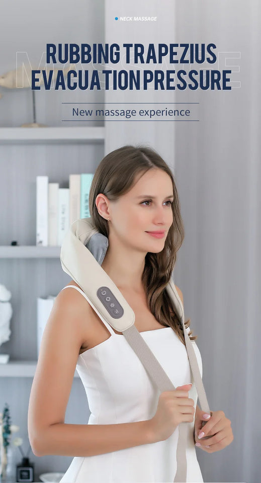 Foreverlily Wireless Neck and Shoulder Massager – Heated Kneading Massage Shawl