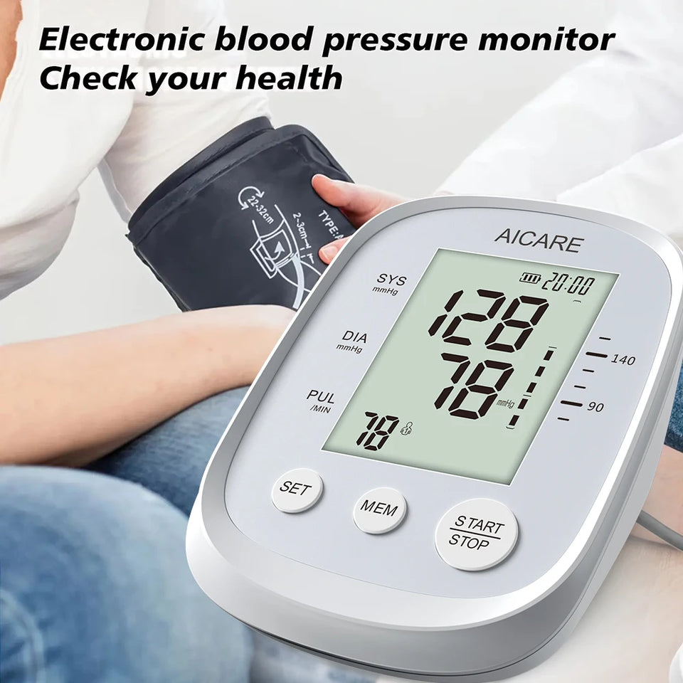Aicare Digital Upper Arm Blood Pressure Monitor – Automatic BP & Pulse Rate Tracker with Large Adjustable Cuff