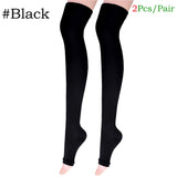 1 Pair Open Toe Thigh High Compression Stockings with Silicone Band – 20-30mmHg Graduated Support for Varicose Veins