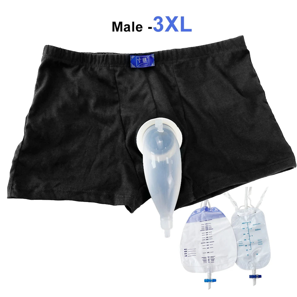 Reusable Male Wearable Silicone Urine Bag with Catheter & Drainage System