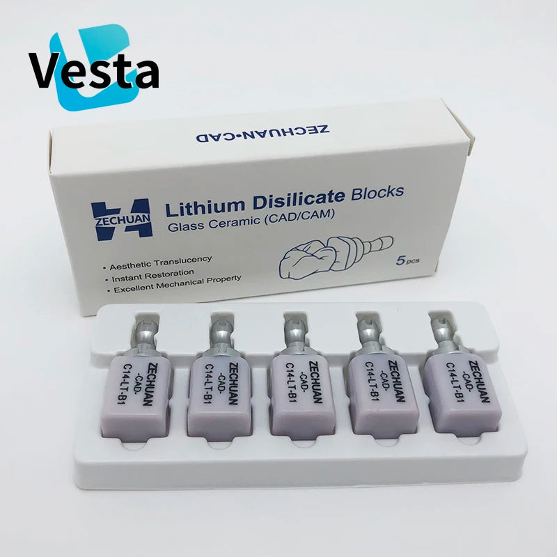 Lithium Disilicate Glass Ceramic Blocks C14 HT/LT – CAD/CAM Sirona Cerec Dental Veneer Material (5pcs/Box)