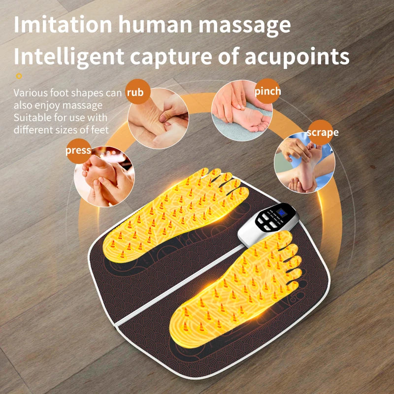 JianYouCare EMS Foot Massager Pad – USB Rechargeable Muscle Stimulator with Remote Control for Blood Circulation & Acupoint Massage