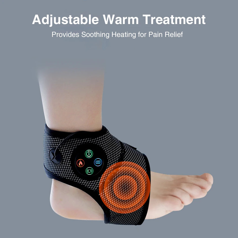 Electric Foot Ankle Massager Heating Foot Compress Vibration Relaxation Brace Belt Plantar Joint Sprain Ankle Support Massager