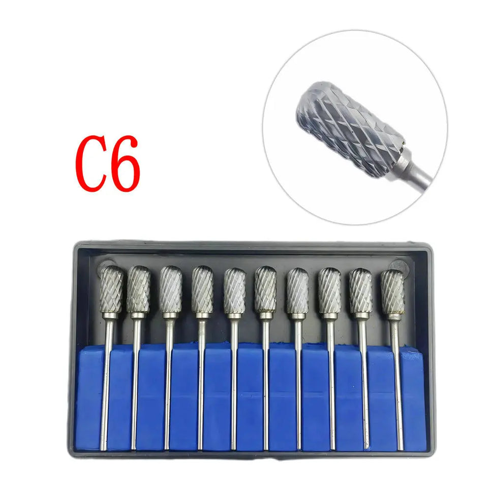10PCS Assorted Tungsten Steel Dental Polisher Burs – 2.35MM Low-Speed Handpiece Drill Bits for Dental Lab