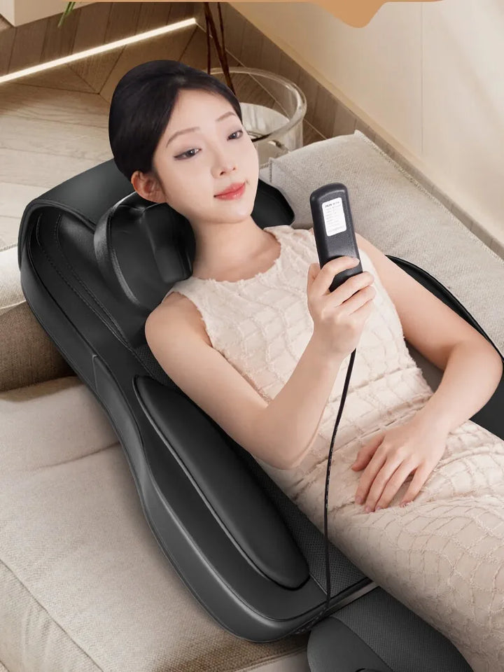 Upgrade Electric Full Body Massage Chair Neck Back Waist Leg Vibration Kneading Shiatsu Cushion Seat Relaxation Trapezius Massag