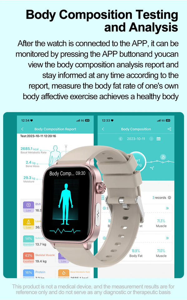 AI Health Diagnostic Smartwatch for Women – Blood Lipid, Uric Acid & Body Composition Monitor with Menstrual Tracker (2025 Model)