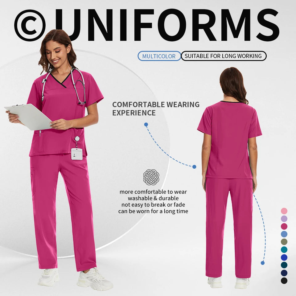 Women’s Medical Nurse Scrubs Set – Unisex Hospital, Clinic, Surgical & Spa Uniforms for Healthcare Professionals