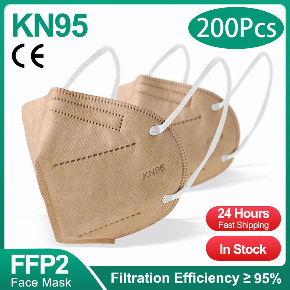 FFP2/KN95 Black Face Masks – 5-Layer CE Approved Respirator for Adults (10–200pcs)