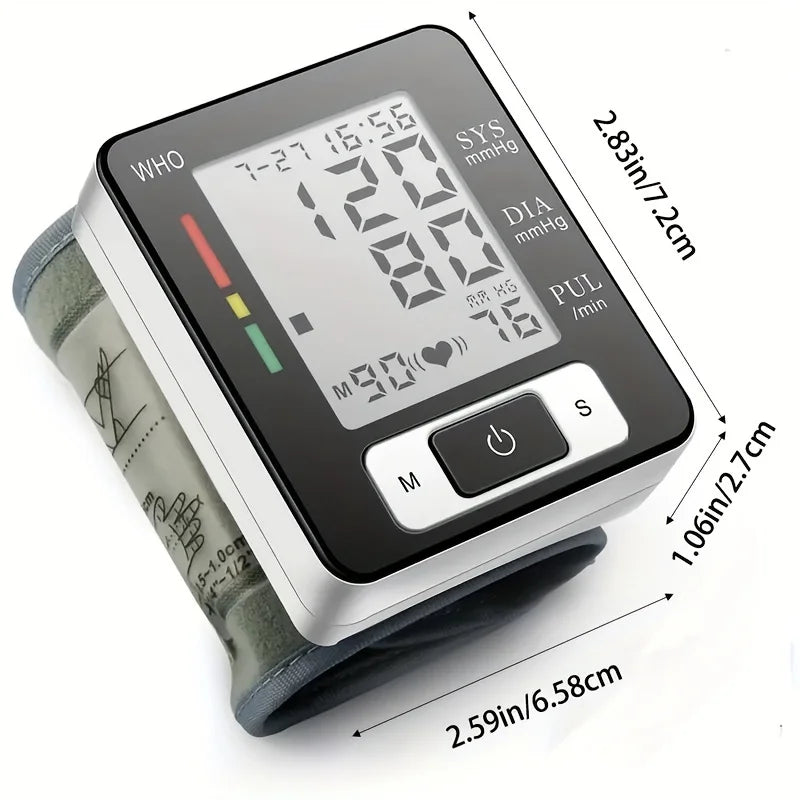High-Accuracy Digital Wrist Blood Pressure Monitor – Electronic Sphygmomanometer with Automatic BP & Pulse Tracking