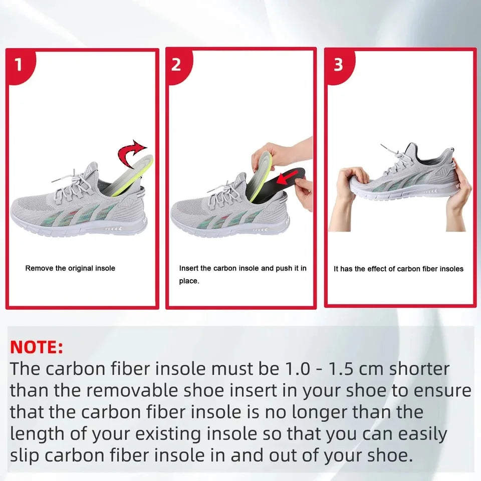 1 Pair Carbon Fiber 3K Plate Insoles – Support for Morton's Toe, Turf Toe, Hallux Rigidus, Arthritis & Limitus – Running & Hiking