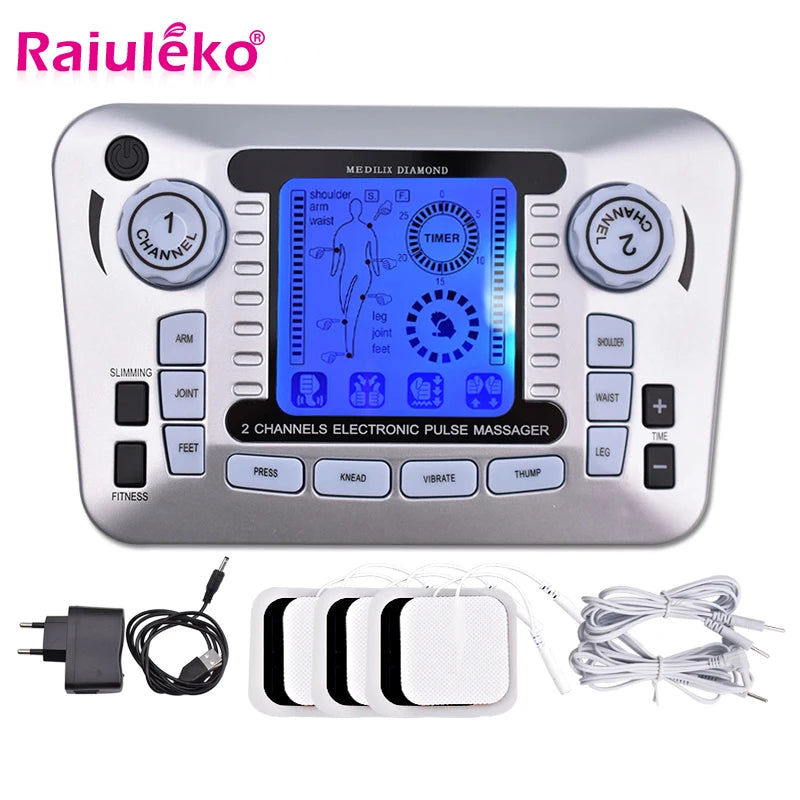 Electronic Pulse Massager Tens Ems Machine massager electrical nerve muscle stimulator Acupuncture Fat Burner Pain Relief