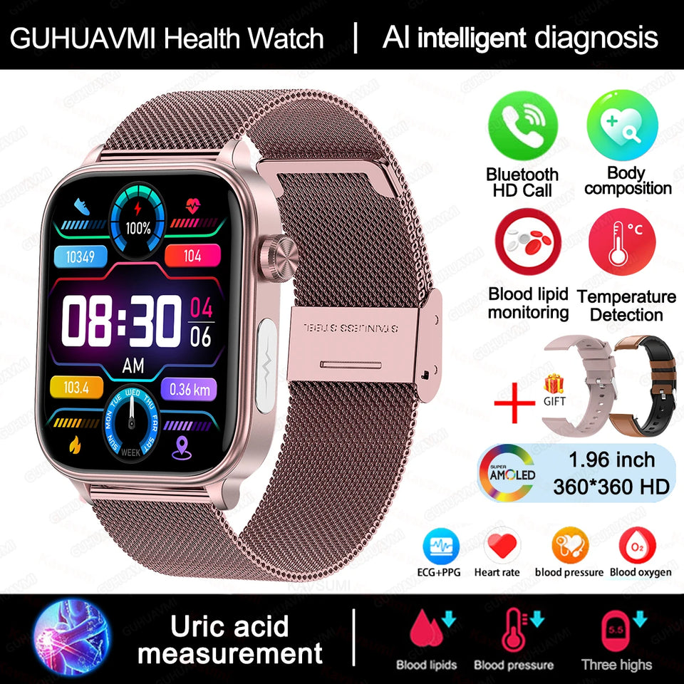 AI Health Diagnostic Smartwatch for Women – Blood Lipid, Uric Acid & Body Composition Monitor with Menstrual Tracker (2025 Model)