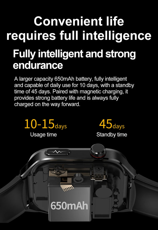 2025 Uric Acid & Blood Fat Smartwatch – ECG+PPG, Pulse, Blood Pressure, Bluetooth Call & Sports Fitness Health Tracker