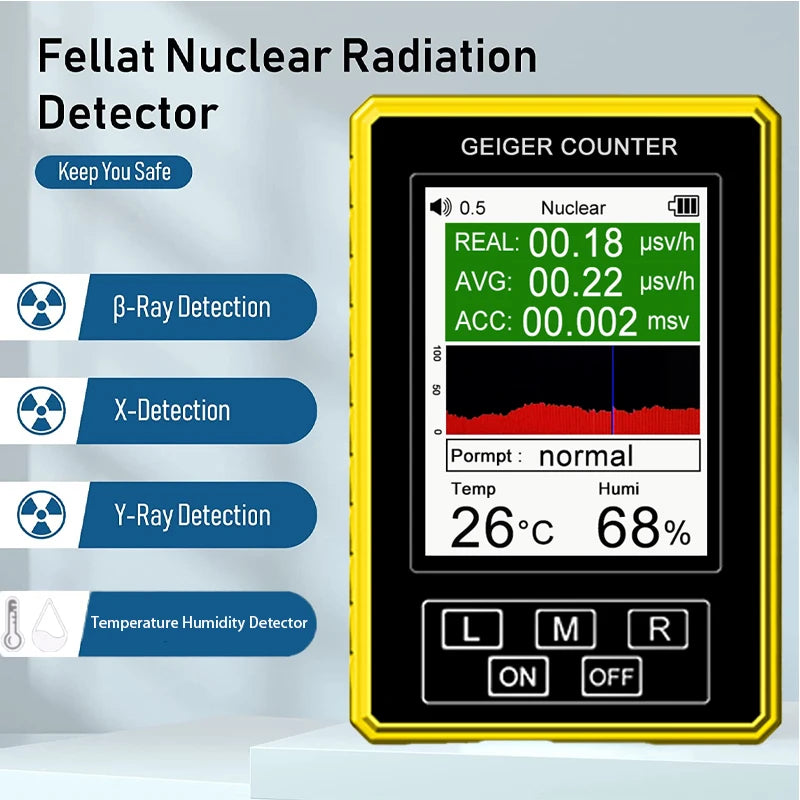 BR-9C-XR-3 Pro 2-in-1 Handheld Digital Display Electromagnetic Radiation Nuclear Detector EMF Geiger Counter Accurate Tester