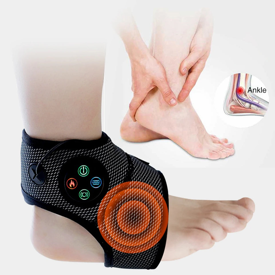 Electric Foot Ankle Massager Heating Foot Compress Vibration Relaxation Brace Belt Plantar Joint Sprain Ankle Support Massager