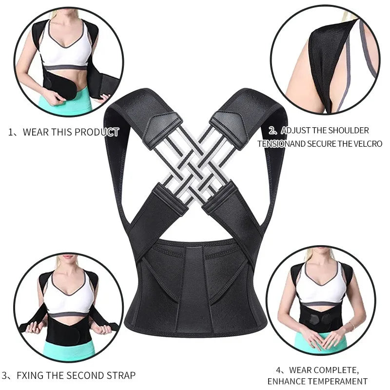 Magnetic Back Posture Corrector – Adjustable Shoulder Support for Spinal Alignment & Sitting Posture