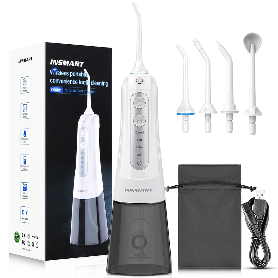 INSMART Portable Oral Irrigator & Dental Water Flosser – 300ML Teeth Cleaner