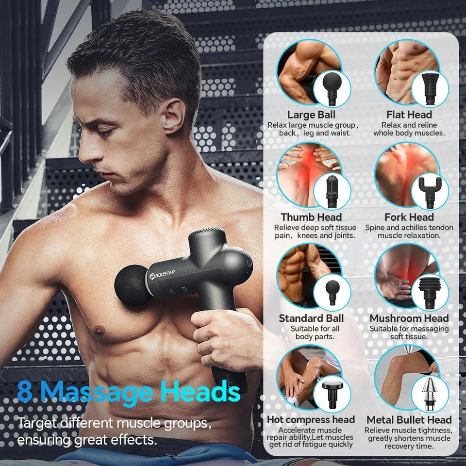 Booster Massage Gun – Smart Electric Fascia Massager for Deep Tissue Muscle Relaxation & Fitness Recovery