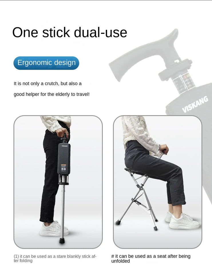 Foldable Walking Stick with Seat – Multi-Functional Non-Slip Crutch Chair for Elderly & Outdoor Use