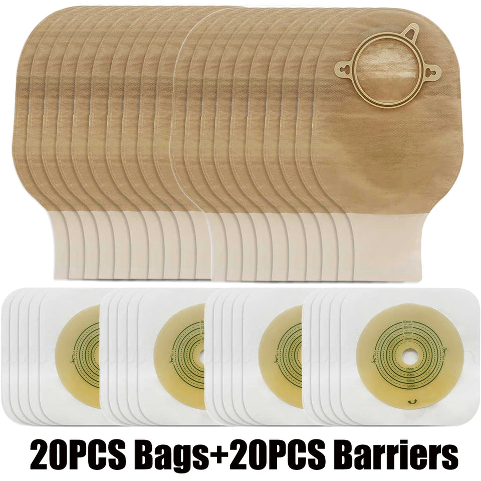 Open Clip Ostomy Bags – Two-Piece Drainable Colostomy & Ileostomy Pouches with Hoop & Loop Closure for Stoma Care
