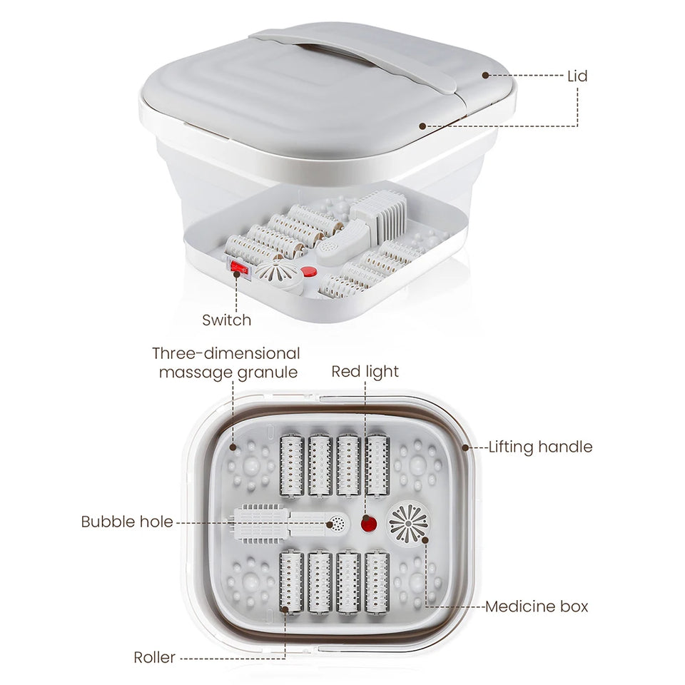 Portable Thermostatic Foot Massage Tub Foldable Plus Tropical Automatic Foot Bath Tub For Home To Promote Blood Circulatio