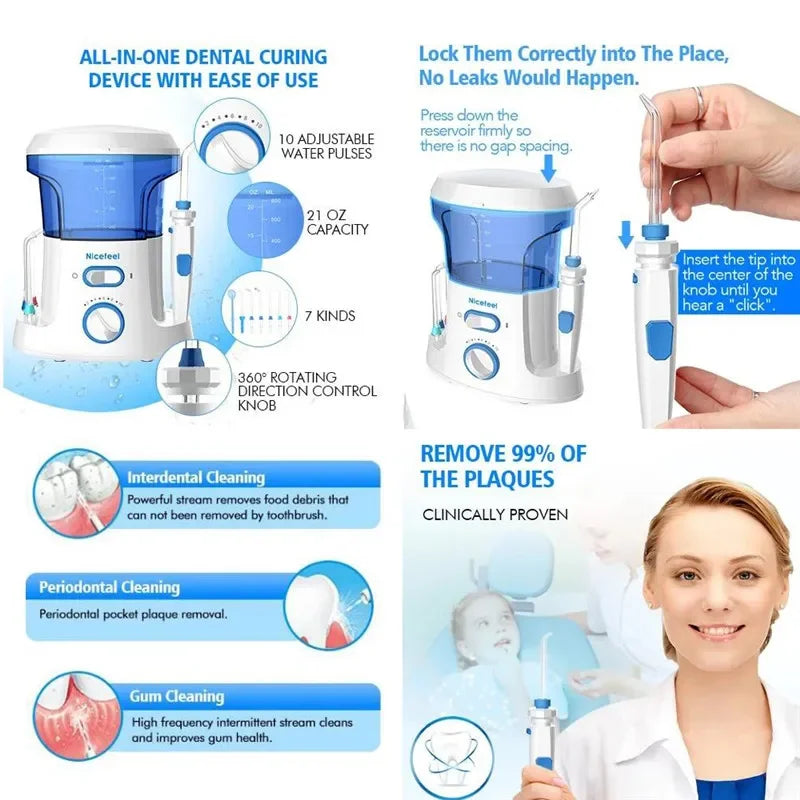 Oral Irrigator Water Flosser – Electric Teeth Cleaner with 7 Nozzles for Whitening, Dental Calculus & Braces Care