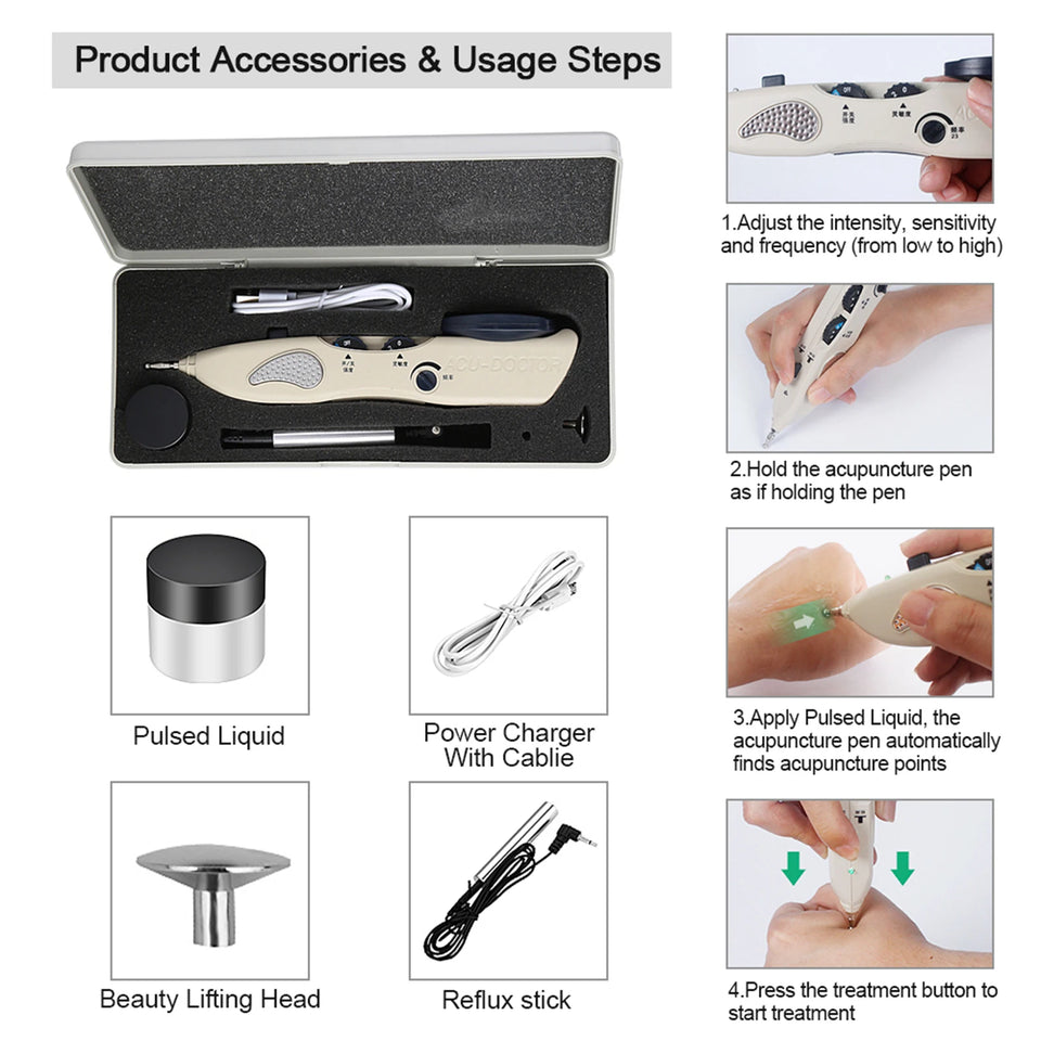 Electronic Acupuncture Pen Tens Point Detector Acupuntura Massage Pain Therapy Acupuncture Meridian Energy Pen Muscle Stimulator