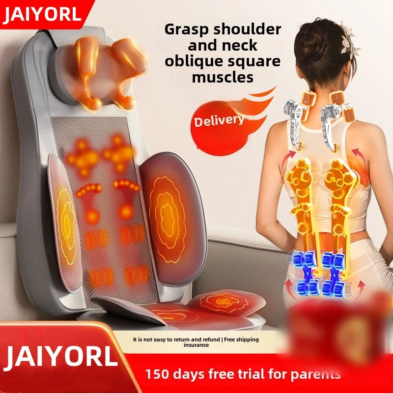 Upgrade Electric Full Body Massage Chair Neck Back Waist Leg Vibration Kneading Shiatsu Cushion Seat Relaxation Trapezius Massag
