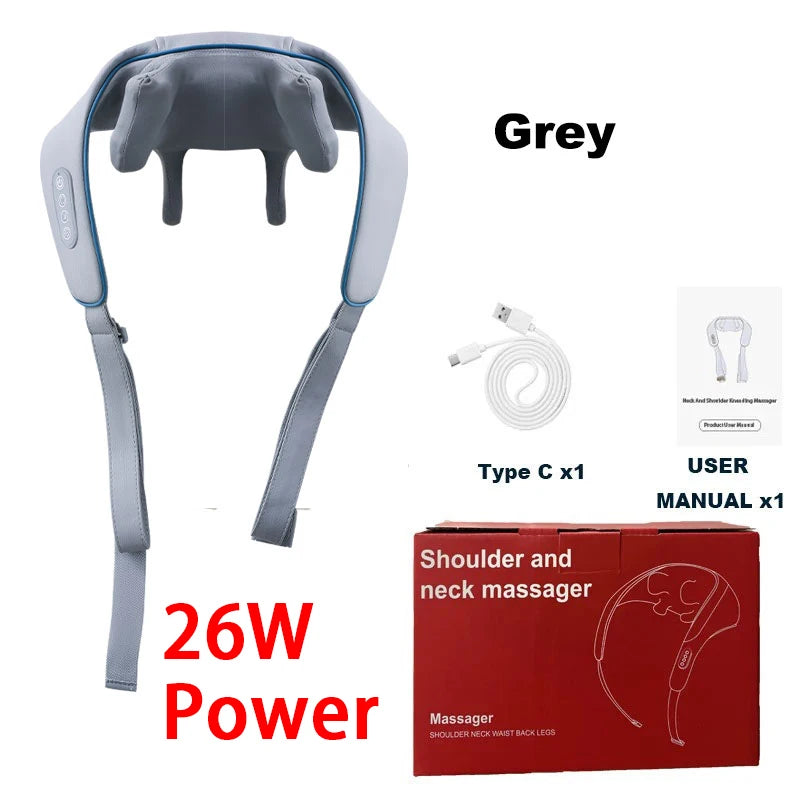 Shiatsu Neck & Shoulder Massager Shawl – Kneading Back and Spine Muscle Relaxer for Home & Car