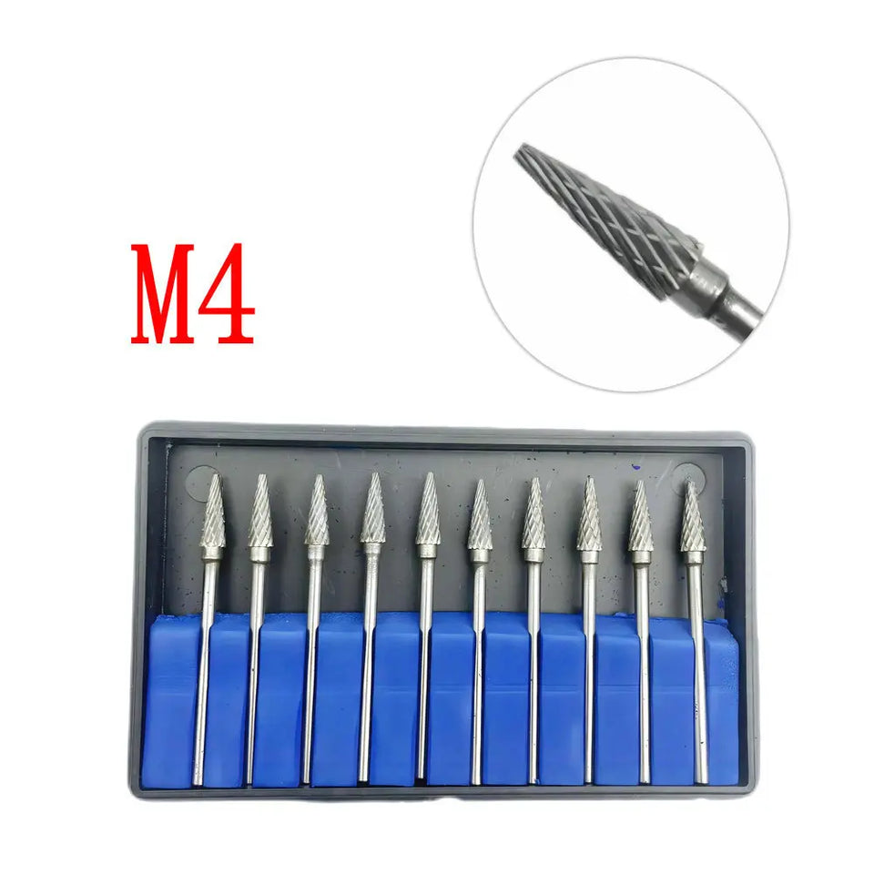 10PCS Assorted Tungsten Steel Dental Polisher Burs – 2.35MM Low-Speed Handpiece Drill Bits for Dental Lab