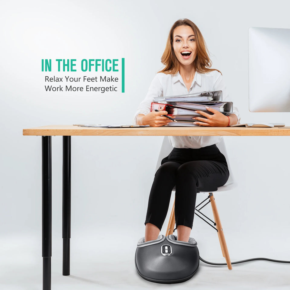 Nekteck Foot Massager Heating Therapy Air Compression Shiatsu Knead Roller Muscle Relaxation Electric Foot Massage Machine