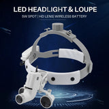 Dental Surgical Loupes with LED Headlight – 2.5X/3.5X Binocular Magnifier with Adjustable 5W Lamp
