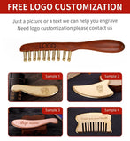 10-Teeth Copper & Wood Massager Comb for Head Meridian Therapy and Relaxation