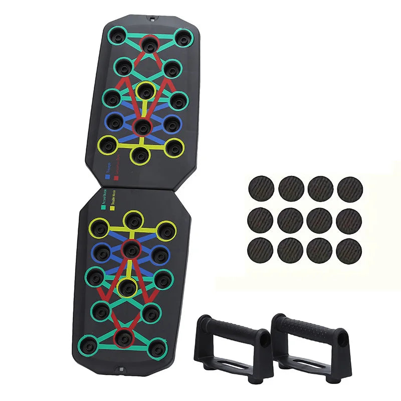 Portable Folding Push-Up Board – Multi-Functional Anti-Slip Fitness Mat with Handles for Chest, Arms & Core