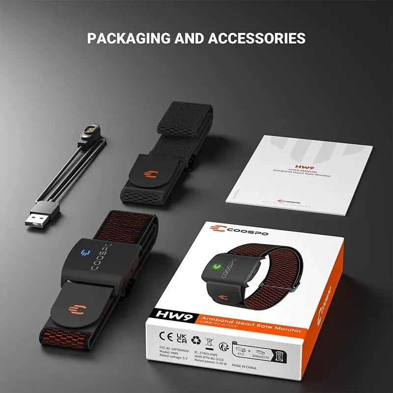 COOSPO HW9 Armband Heart Rate Monitor – BLE5.0 & ANT+ Compatible for Fitness & Cycling