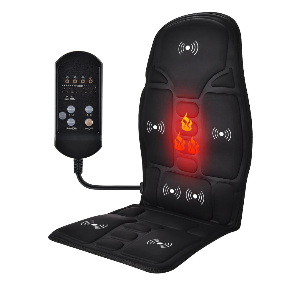 Electric Massage Chair Pad Heating Vibrating Full Body Back Massager Car Chair Cushion Home Office Lumbar With Remote Controls