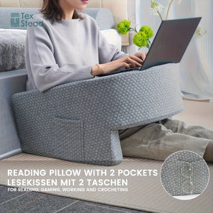 Extra Large Memory Foam Reading Pillow – Bed Rest Back & Arm Support Cushion for Gaming, Working & Relaxation (Removable Cover)