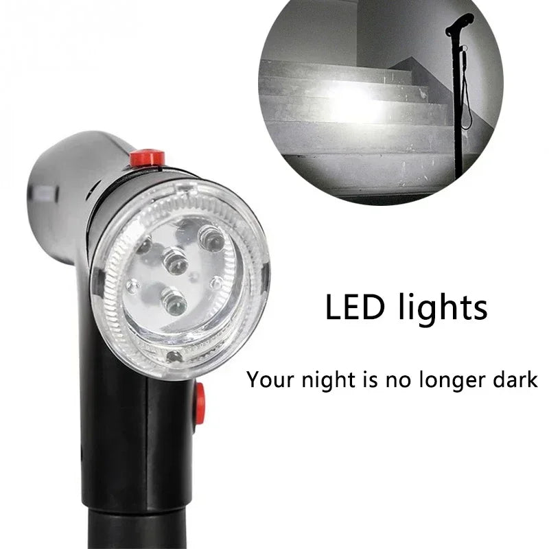 Collapsible Telescopic LED Walking Cane with Alarm – Folding Cane for Seniors, Mothers & Fathers