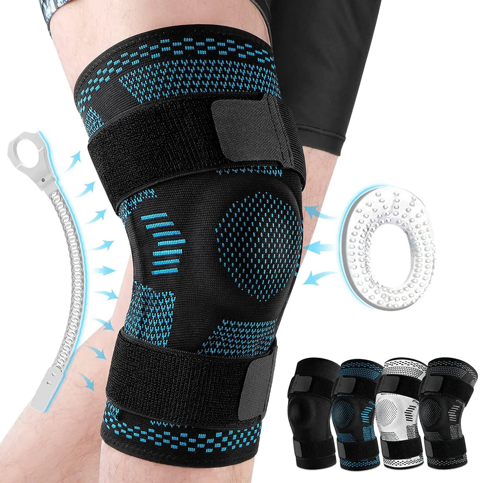 Sports Knee Brace with Side Stabilizers & Patella Gel – Compression Sleeve for Meniscus Tear, Knee Pain, Injury Recovery