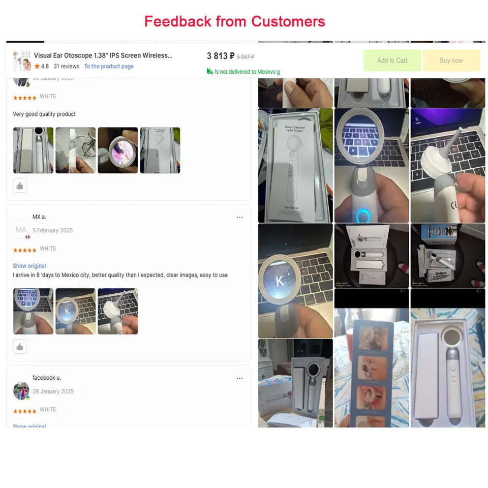 Wireless Visual Ear Camera – 1080P HD Endoscope with 1.38'' IPS Screen, Ear Wax Removal & Inspection Tool