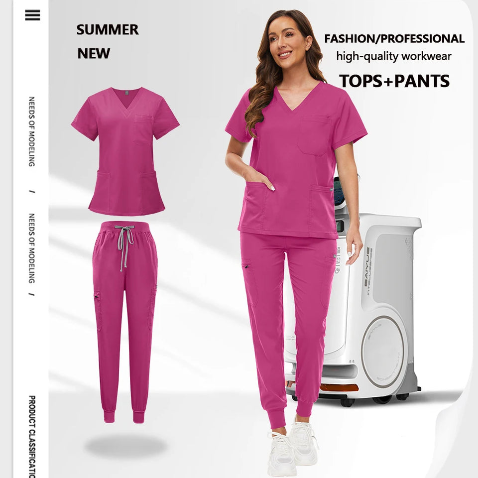 Unisex Medical Scrub Set with Pockets – Jogger-Style Nurse & Doctor Uniform for Clinical, Surgical & Veterinary Work