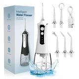 Cordless Portable Water Dental Flosser – Rechargeable Oral Irrigator with 260ML Tank, 4 Modes & 4 Replaceable Nozzles