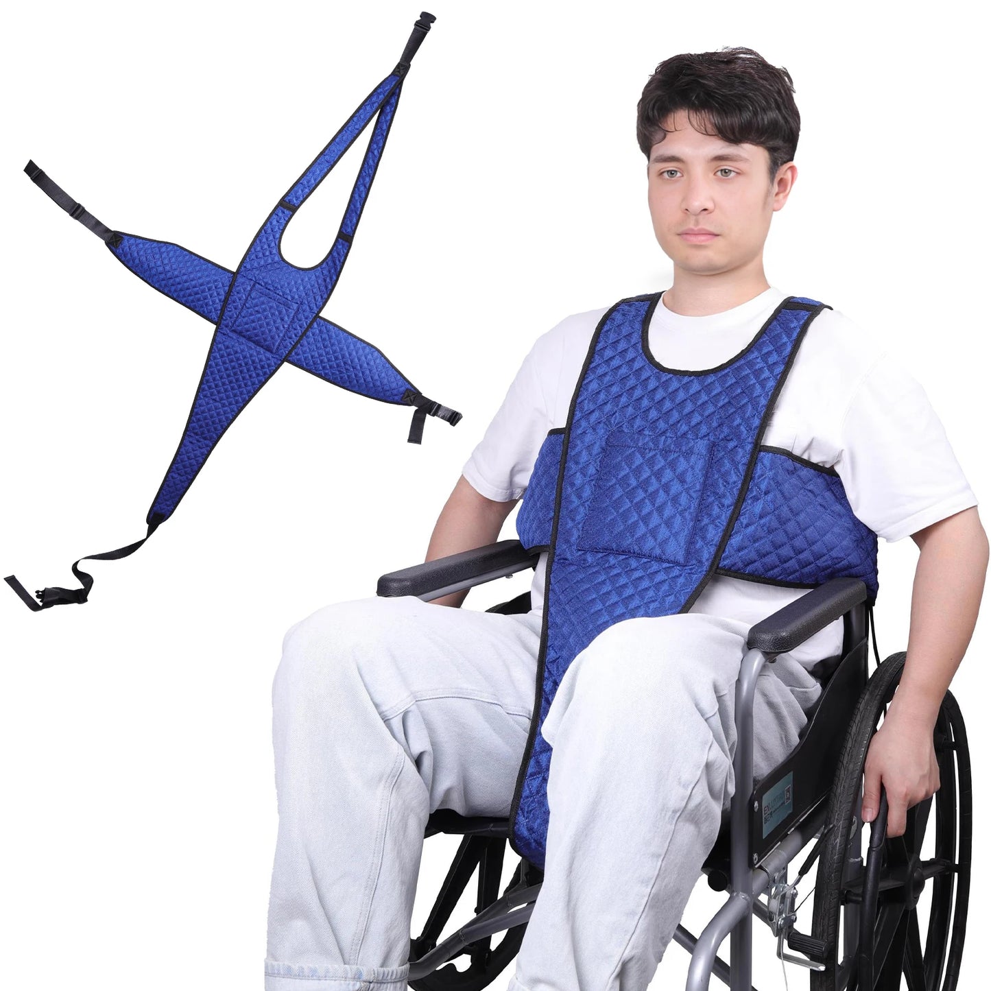 Lefeke Wheelchair Safety Seatbelt – Non-Slip, Drop-Resistant Belt with Pocket & Adjustable Buckle Straps
