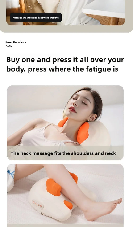 Trapezius Electric Massage Pillow For Neck and Shoulder Wireless Car And Home Massager Heat Waist Leg Cervical Shiatsu Kneading