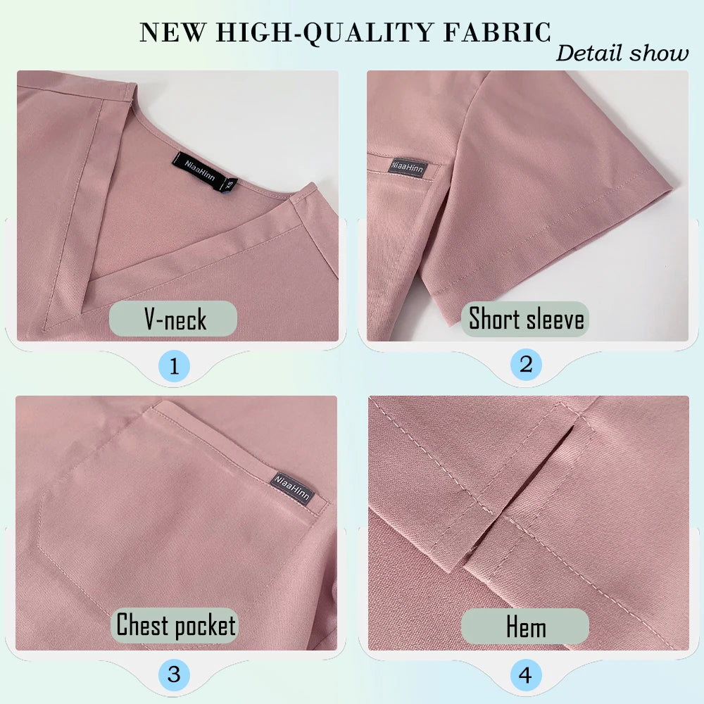 High-Quality V-Neck Medical Scrub Set with Pockets for Men & Women