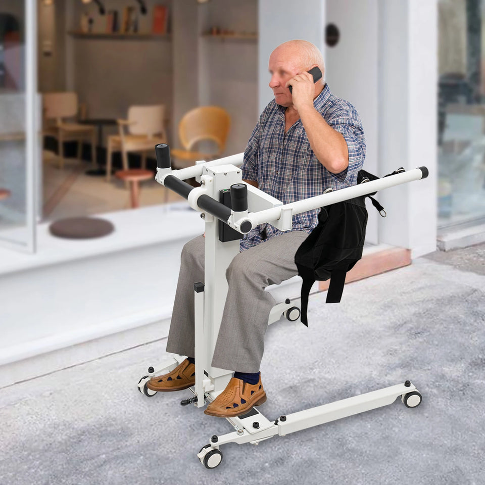 Electric Adjustable Patient Lift Transfer Chair – Foldable Handicap Shower & Commode Toilet Seat for Elderly Home Care