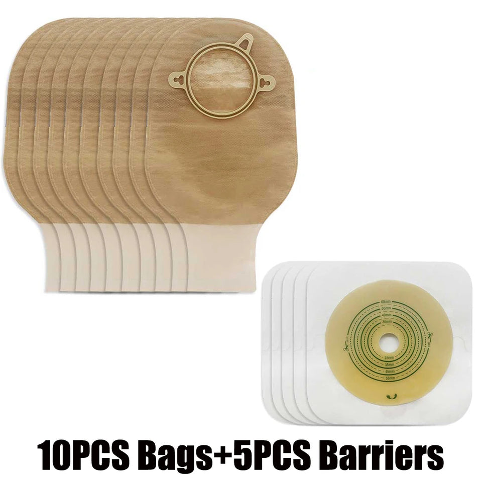Open Clip Ostomy Bags – Two-Piece Drainable Colostomy & Ileostomy Pouches with Hoop & Loop Closure for Stoma Care